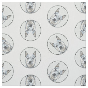 Australian Cattle Dog Blue Heeler Original Dog Art Fabric