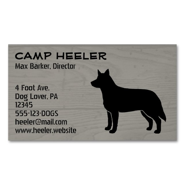 Australian Cattle Dog Blue Heeler Silhouette Magnetic Business Card (Front)