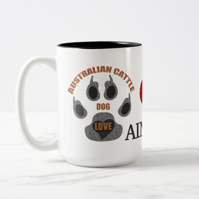 Australian Cattle Dog Breed Name Two-Tone Coffee Mug (Left)