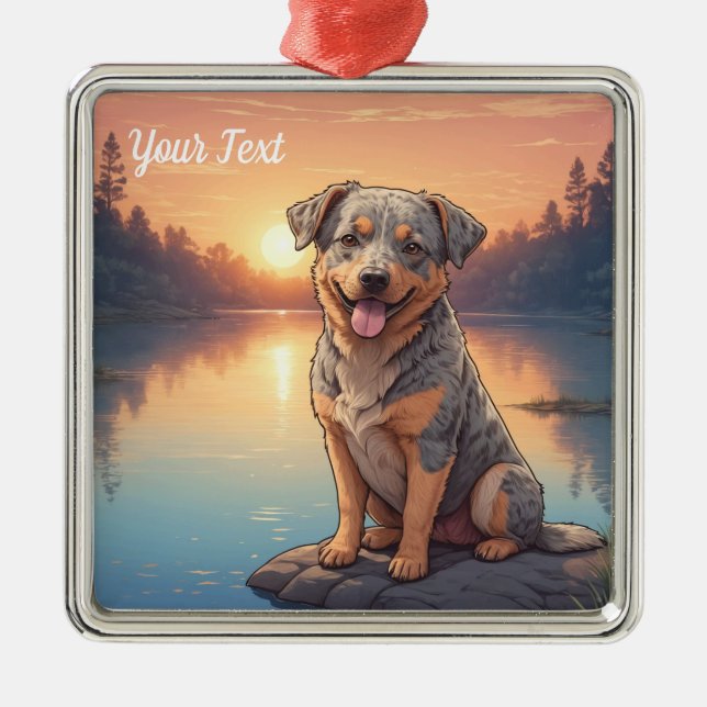 Australian Cattle Dog by Lake Metal Tree Decoration (Front)