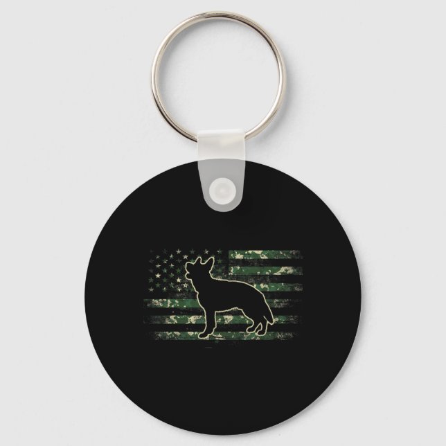 Australian Cattle Dog Camouflage American Flag Key Ring (Front)