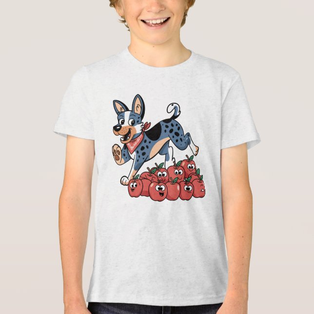 Australian Cattle Dog Cartoon Tri-Blend Shirt (Front)
