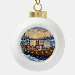 Australian Cattle Dog Christmas Boat Holiday Ceramic Ball Christmas Ornament