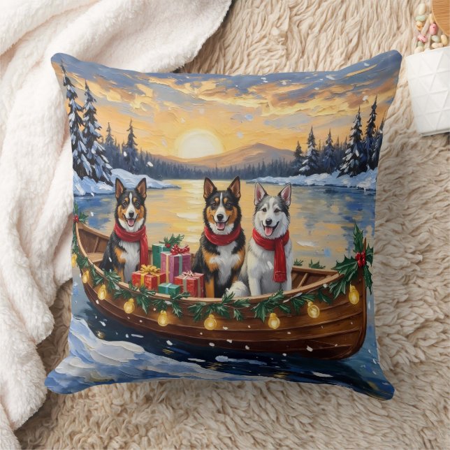 Australian Cattle Dog Christmas Boat Holiday Cushion (Blanket)