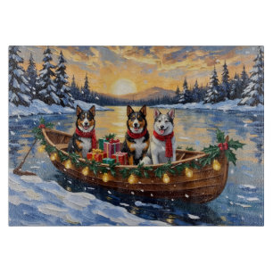 Australian Cattle Dog Christmas Boat Holiday Cutting Board