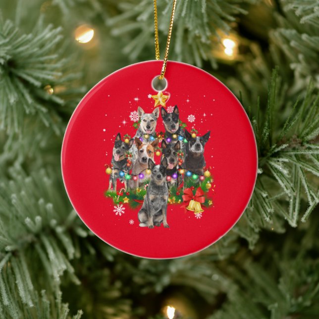 Australian Cattle Dog Christmas Dogs Tree Lights P Ceramic Tree Decoration (Tree)