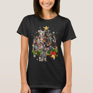 Australian Cattle Dog Christmas Dogs Tree Lights T-Shirt