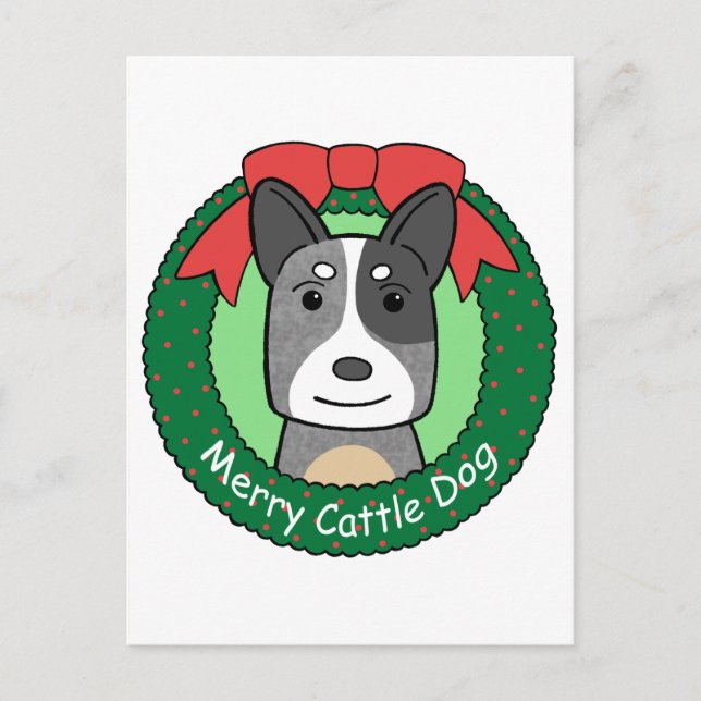 Australian Cattle Dog Christmas Holiday Postcard (Front)
