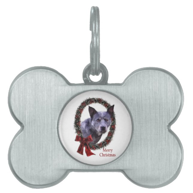 Australian Cattle Dog Christmas Pet ID Tag (Front)