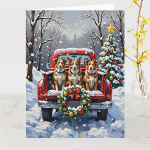 Australian Cattle Dog Christmas Red Truck Holiday Card