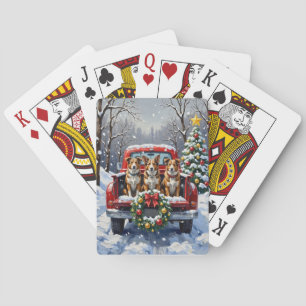 Australian Cattle Dog Christmas Red Truck Holiday Playing Cards