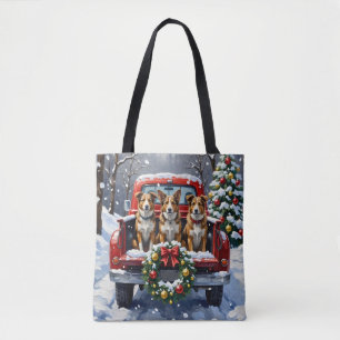 Australian Cattle Dog Christmas Red Truck Holiday Tote Bag