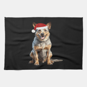 Australian Cattle Dog Christmas Tree Dog Puppy Wat Tea Towel