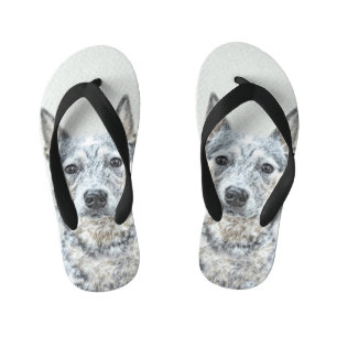 Australian Cattle Dog - Cute Original Dog Art Kid's Jandals
