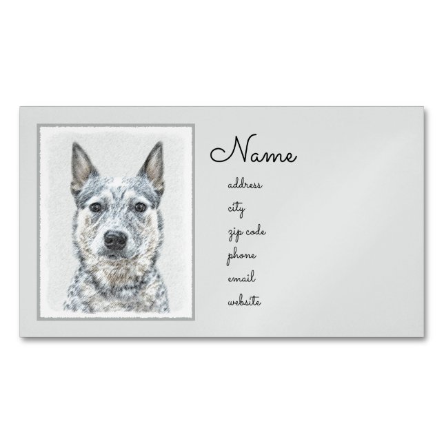 Australian Cattle Dog - Cute Original Dog Art Magnetic Business Card (Front)