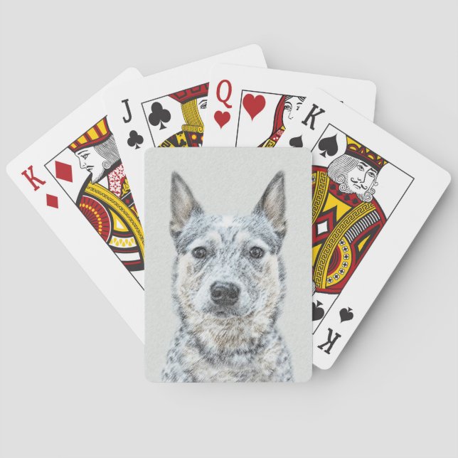 Australian Cattle Dog - Cute Original Dog Art Playing Cards (Back)