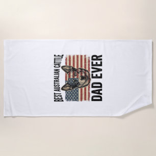 Australian Cattle Dog Dad Patriotic Vintage Shirt  Beach Towel