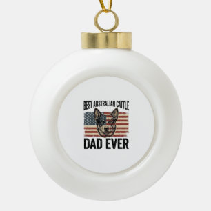 Australian Cattle Dog Dad Patriotic Vintage Shirt Ceramic Ball Christmas Ornament