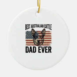 Australian Cattle Dog Dad Patriotic Vintage Shirt Ceramic Tree Decoration