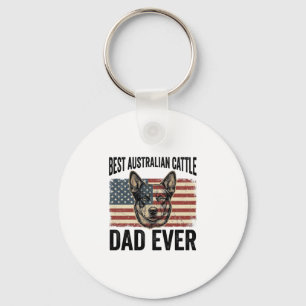 Australian Cattle Dog Dad Patriotic Vintage Shirt  Key Ring