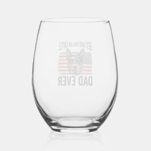 Australian Cattle Dog Dad Patriotic Vintage Shirt Stemless Wine Glass