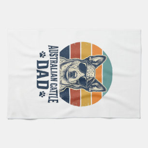Australian Cattle Dog Dad Vintage Sunset Shirt_1 Tea Towel