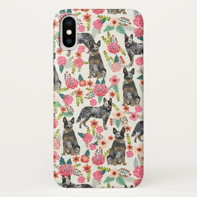 Australian Cattle Dog Florals Blue Heeler Case-Mate iPhone Case (Back)