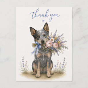 Australian Cattle Dog Flower Bouquet Thank You Postcard