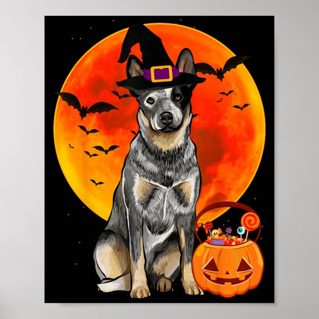 Australian Cattle Dog Halloween Pumpkin Poster (Front)