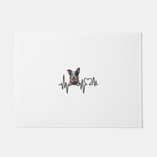 Australian Cattle Dog Heartbeat Ecg Heart Paw Doormat