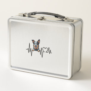 Australian Cattle Dog Heartbeat Ecg Heart Paw Metal Lunch Box