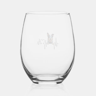 Australian Cattle Dog Heartbeat Ecg Heart Paw Stemless Wine Glass