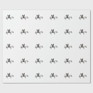 Australian Cattle Dog Heartbeat Ecg Heart Paw Wrapping Paper