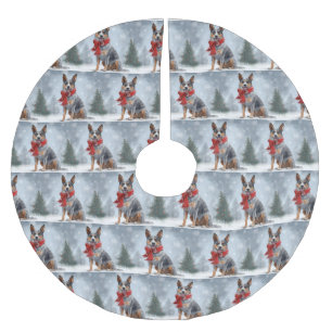 Australian Cattle Dog in Snow Christmas  Brushed Polyester Tree Skirt