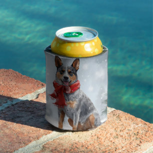 Australian Cattle Dog in Snow Christmas  Can Cooler