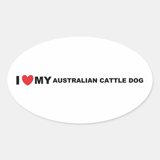 australian cattle dog love oval sticker (Front)