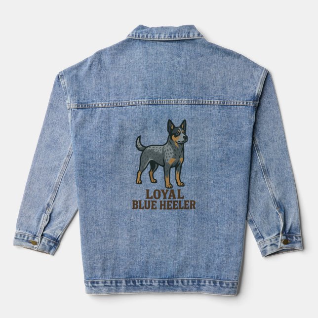 Australian Cattle Dog Loyal Blue Heeler Denim Jacket (Back)