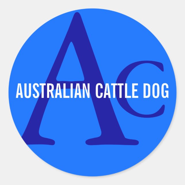 Australian Cattle Dog Monogram Classic Round Sticker (Front)