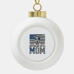 Australian Cattle Dog Mum Patriotic Vintage Shirt_ Ceramic Ball Christmas Ornament