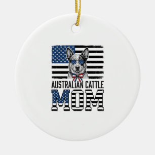 Australian Cattle Dog Mum Patriotic Vintage Shirt_ Ceramic Tree Decoration