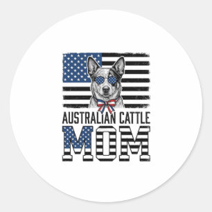 Australian Cattle Dog Mum Patriotic Vintage Shirt_ Classic Round Sticker