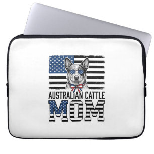 Australian Cattle Dog Mum Patriotic Vintage Shirt_ Laptop Sleeve