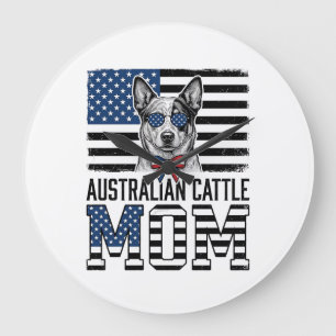 Australian Cattle Dog Mum Patriotic Vintage Shirt_ Large Clock