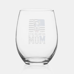 Australian Cattle Dog Mum Patriotic Vintage Shirt_ Stemless Wine Glass