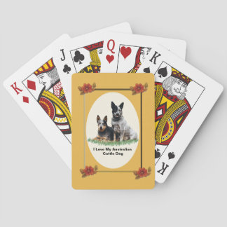 Australian Cattle Dog on Autumn Floral Playing Cards