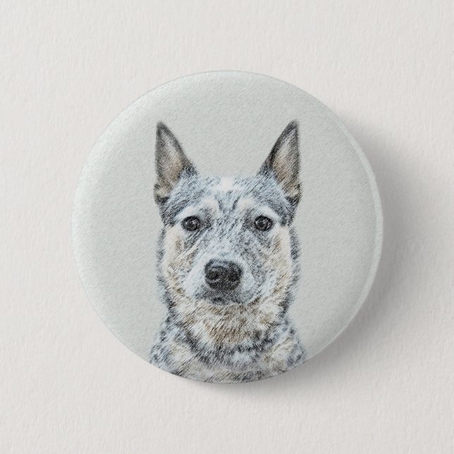 Australian Cattle Dog Painting - Cute Original Art 6 Cm Round Badge (Front)