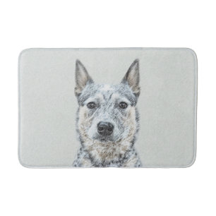 Australian Cattle Dog Painting - Cute Original Art Bath Mat