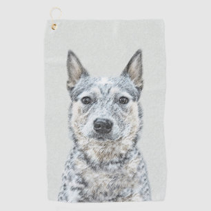 Australian Cattle Dog Painting - Cute Original Art Golf Towel