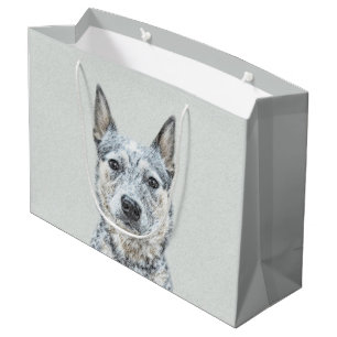 Australian Cattle Dog Painting - Cute Original Art Large Gift Bag
