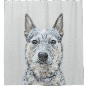 Australian Cattle Dog Painting - Cute Original Art Shower Curtain